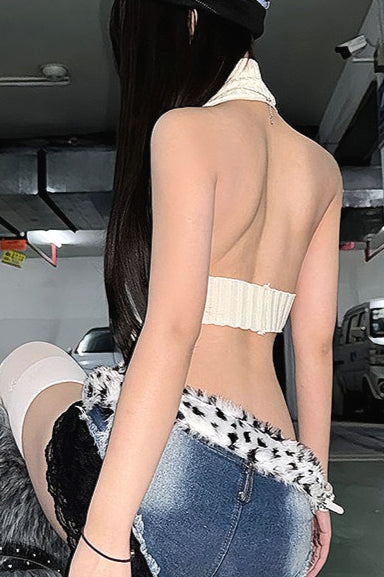 Punk High Neck Sleeveless Halter Top