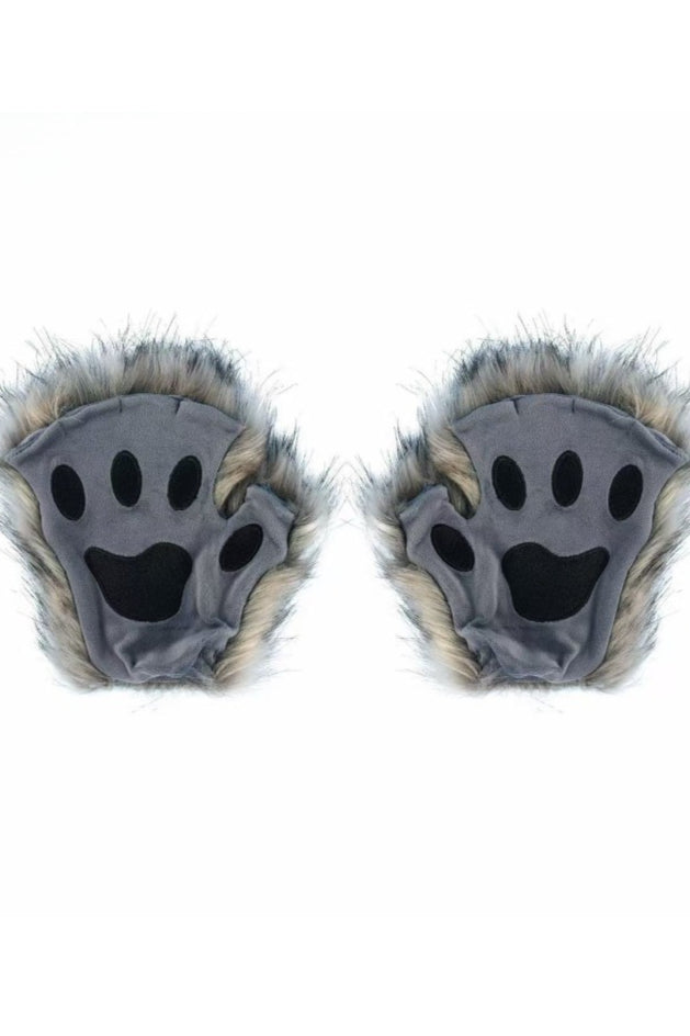Fluffy Paw Detail Fingerless Gloves