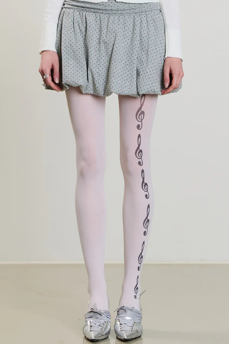 Music Note Print Thin Tights Main image