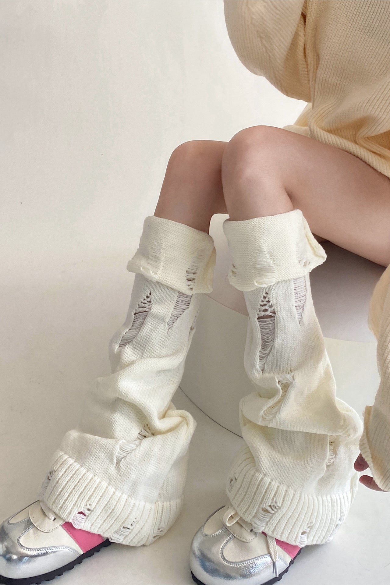 Knitted Ripped Flared Stacked Leg Warmers