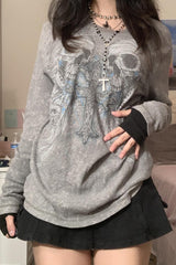 Halloween Skull Print Long Sleeve T-Shirt