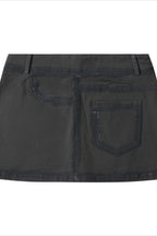 Printed Denim Mini Skirt
