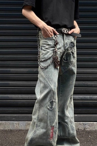 Oval Applique Flare Jeans