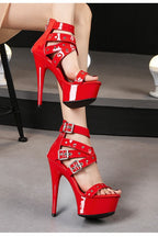 Studded Strappy Platform Stiletto Sandals