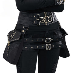 Punk Rivet Skull Retro Rock Gothic Hip Hop Leg Thigh Waist Bag Black Halloween