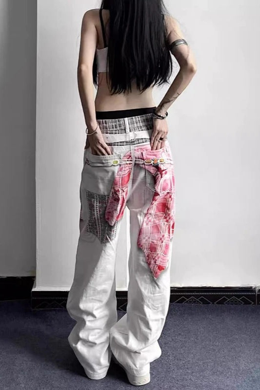 Harajuku Gothic Print Denim Pants Secondary image