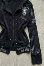 Gothic Studded Slim Zip Up Hoodie