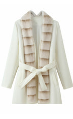 Fluffy Collar Belted Short Coats