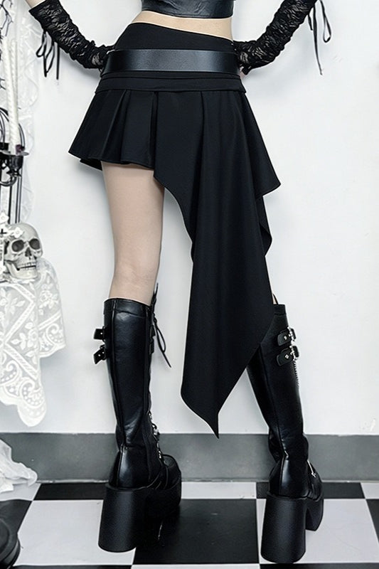 Gothic Asymmetrical Pleated Skirt