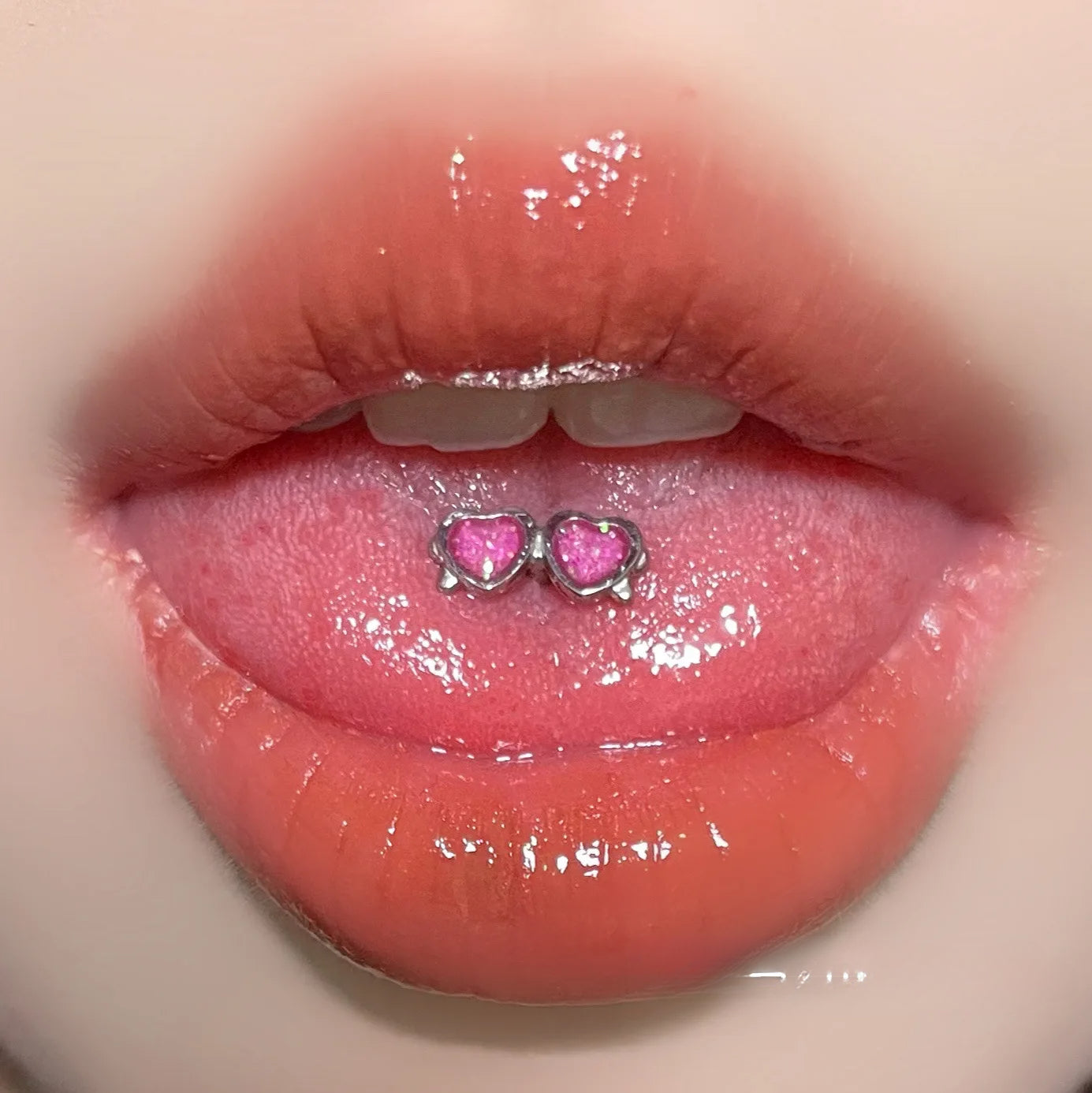 Titanium Steel External Thread Love Tongue Ring