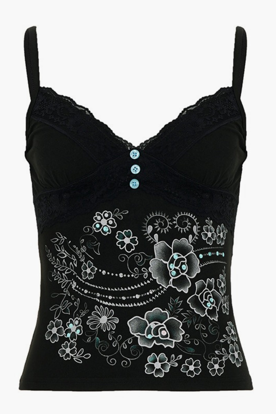 Y2K Vintage Lace Spliced Floral Camis