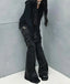 Grey Gothic Baggy Cargo Flare Pant