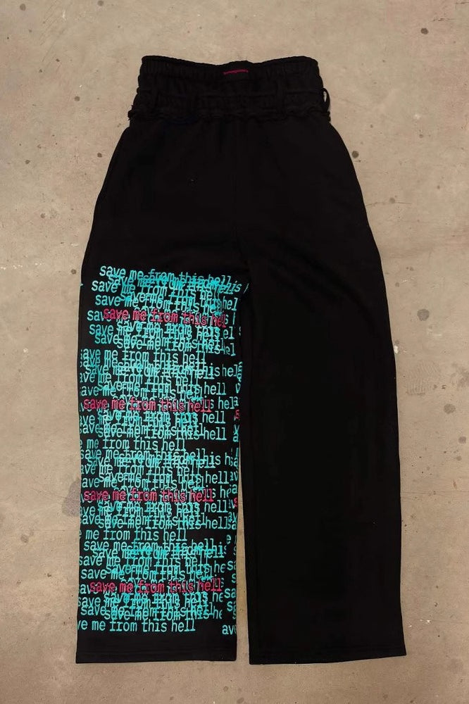 Y2K Letter Print Baggy Track Pants Secondary image