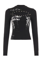 Studded Cutout Graphic Print Crop Tops