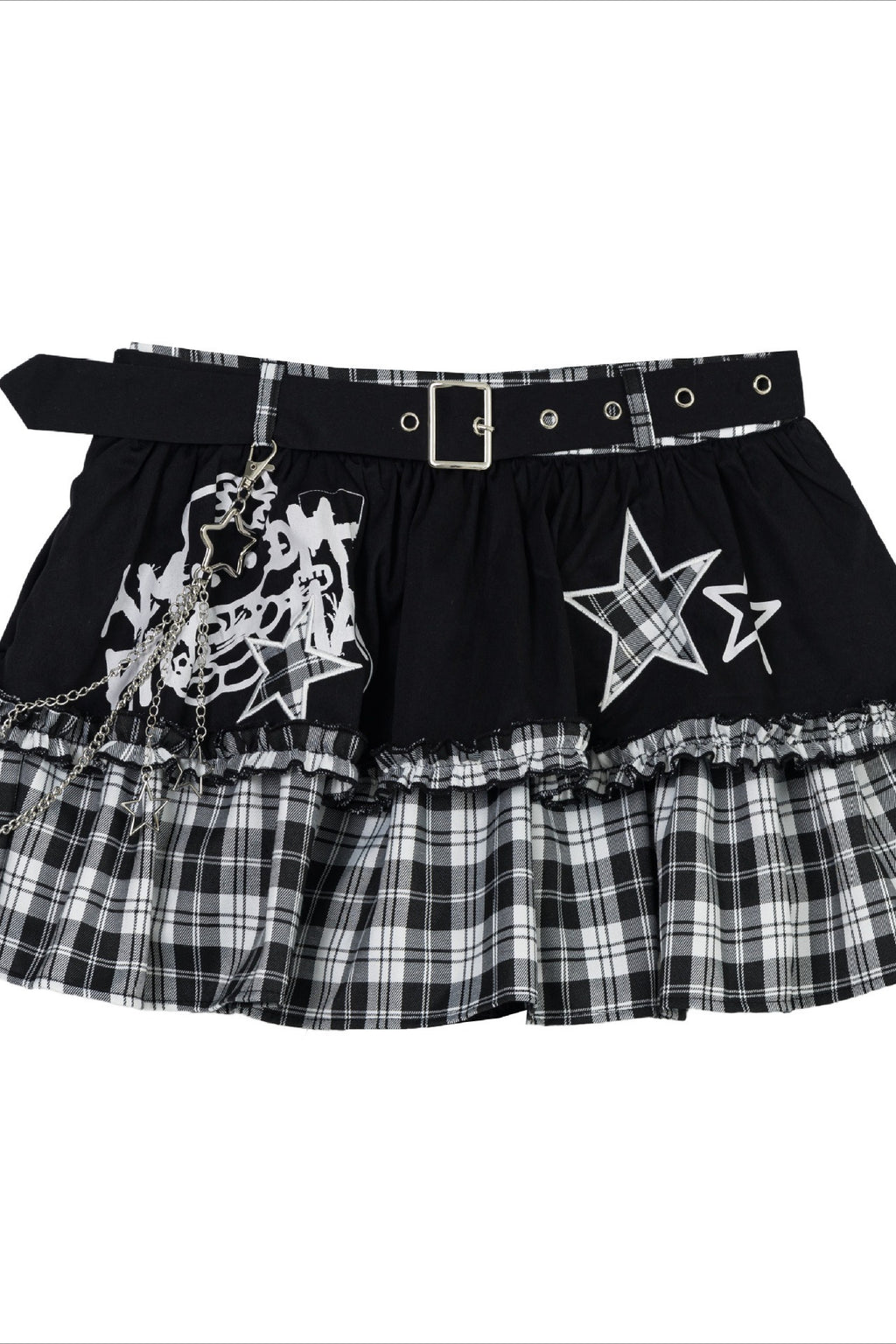Cat Print Tiered Mini Skirt
