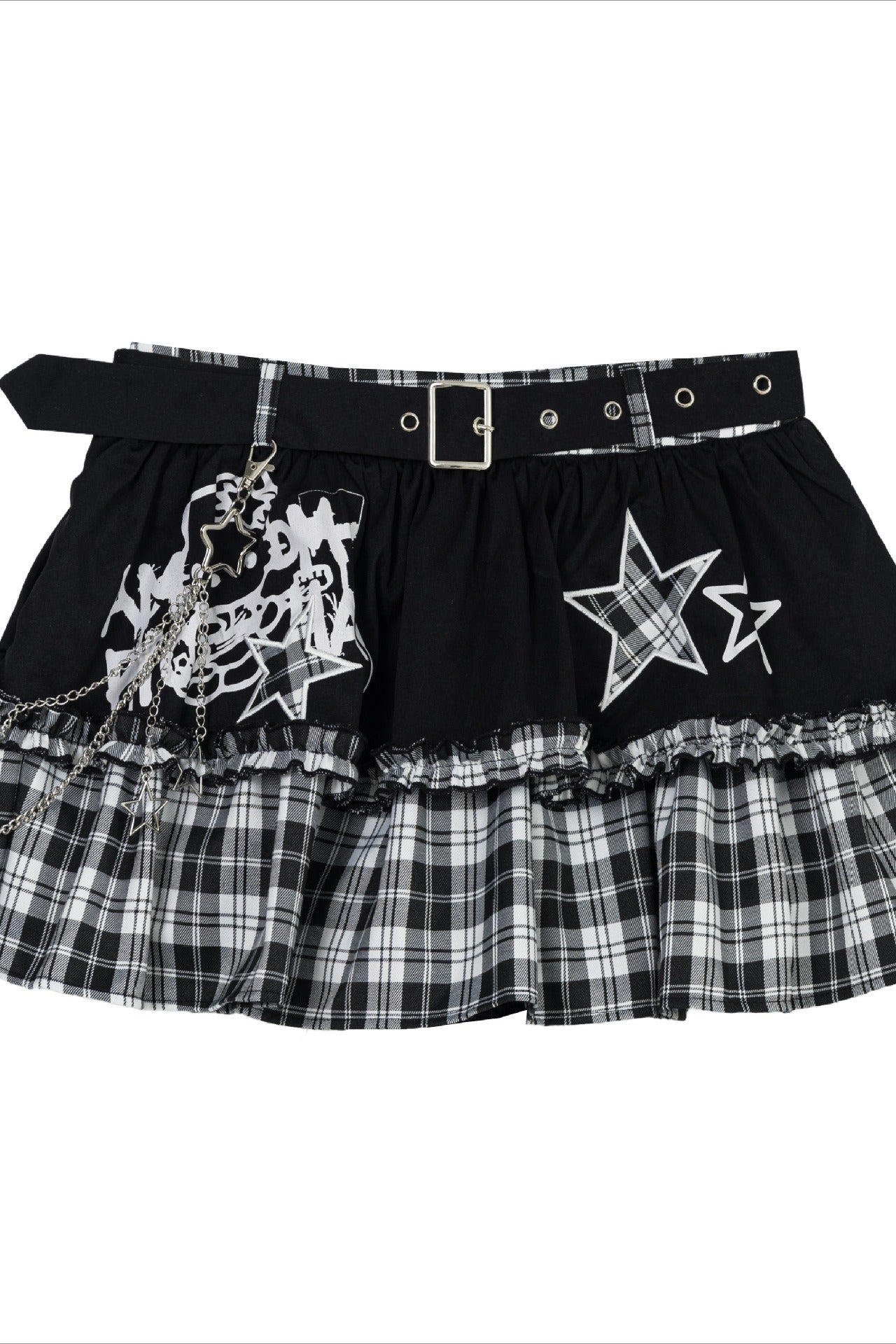 Cat Print Tiered Mini Skirt