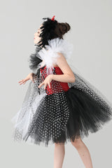 Black & White Witch Dress Kid Halloween Costume