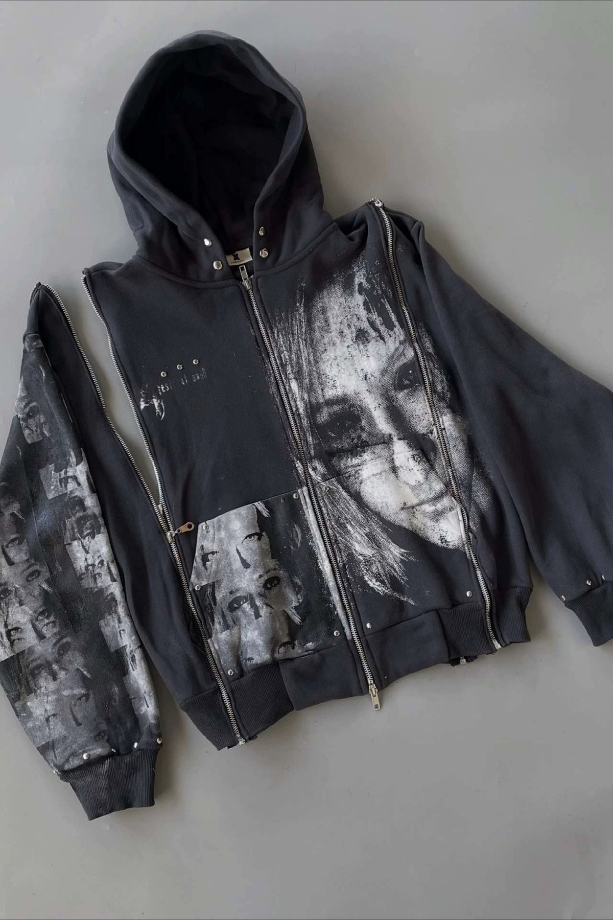 Asymmetric Graphic Panel Hoodies