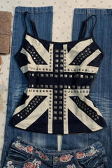 Vintage Punk Rhinestone Print Cami