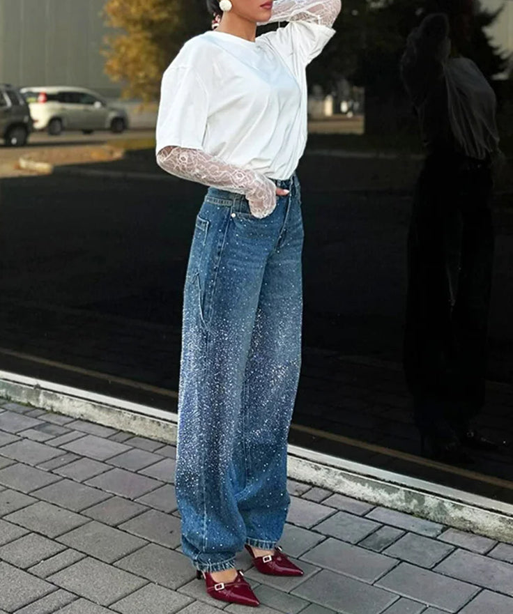 Rhinestone Gothic High Waist Denim Pant Secondary image