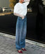Rhinestone Gothic High Waist Denim Pant