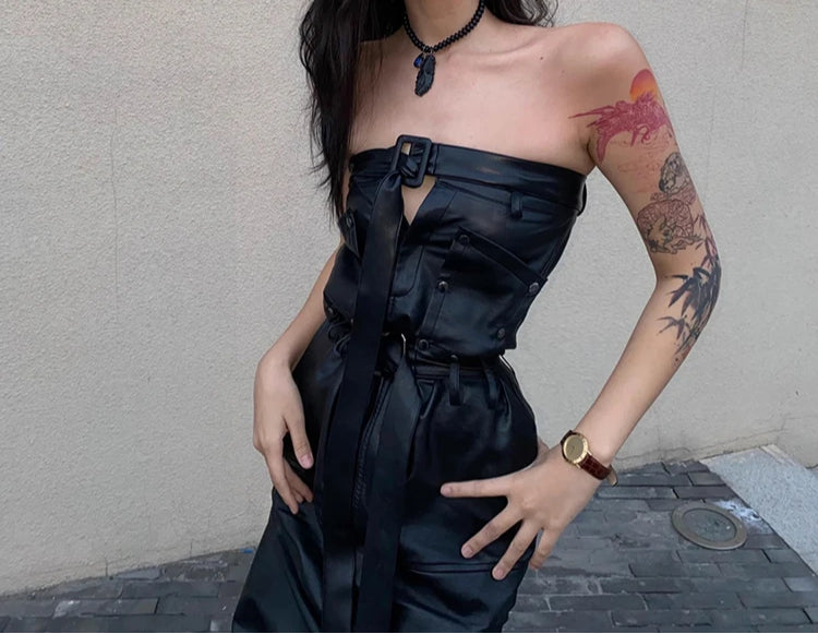 Cool PU Leather Maxi Slit Skirt Secondary image