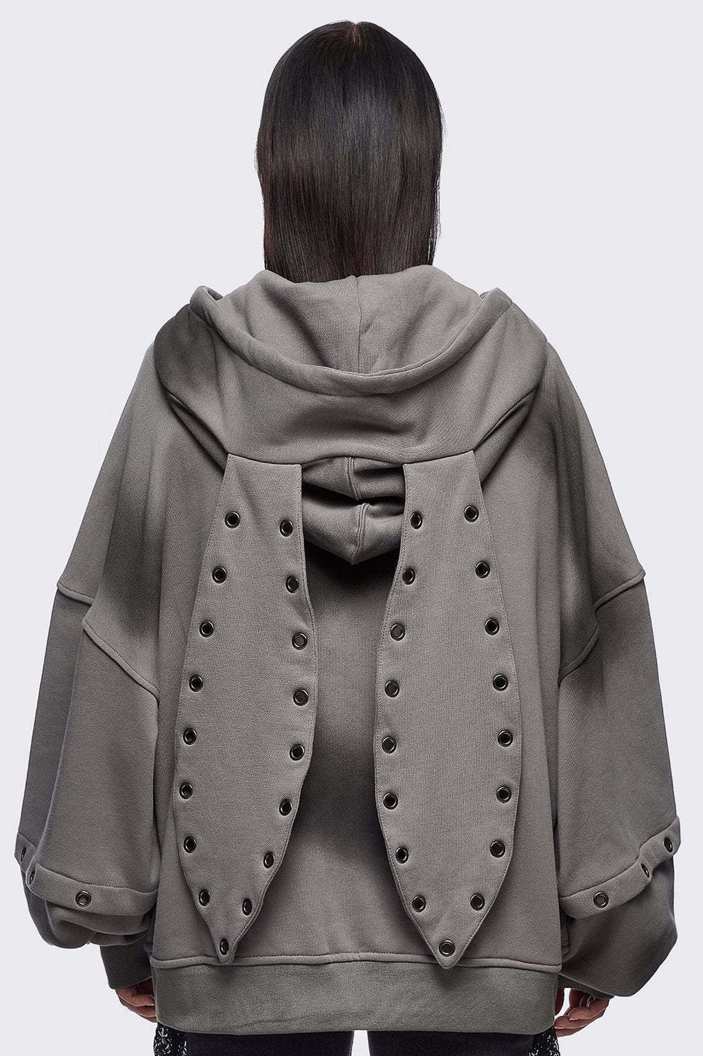 Eyelet Rabbit Ear Zip Hoodies