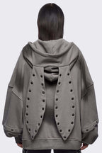 Eyelet Rabbit Ear Zip Hoodies