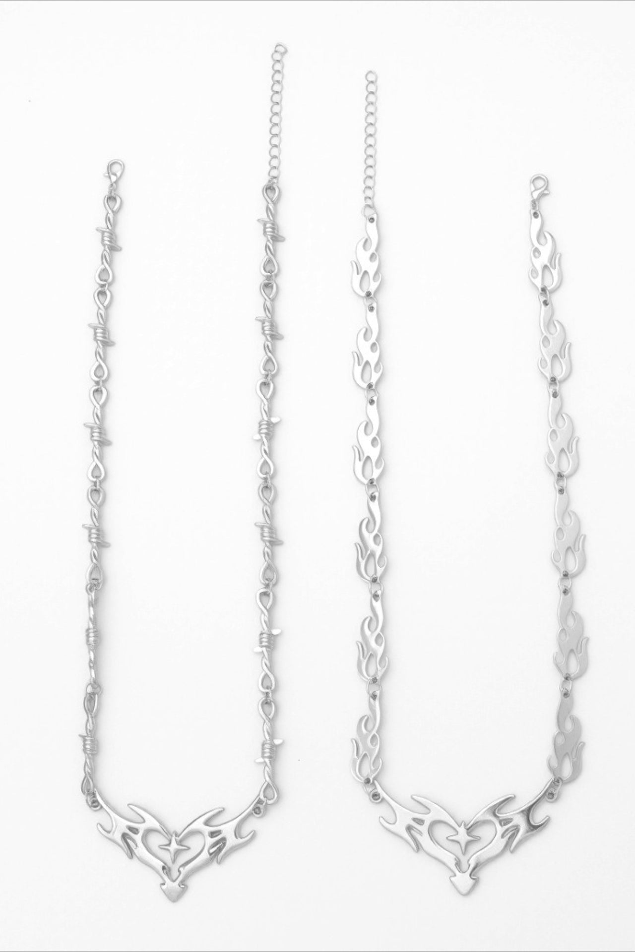 Hip Hop Thorn Flame Hollow Heart Necklace