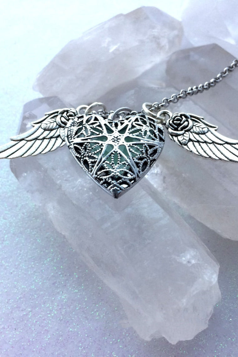 Romantic Luminous Wing Heart Necklace