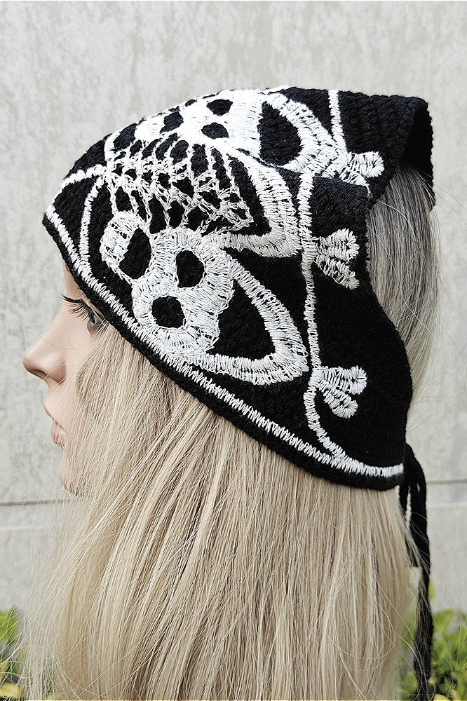 Skull Crochet Knit Headscarf Hat Secondary image