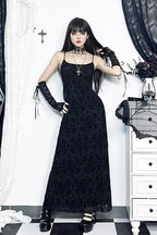 Dark Style Halter Bag Hip Maxi Dress