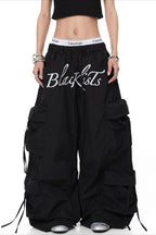 Embroidered Drawstring Cargo Pants