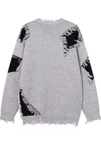 Cross Motif Frayed Edge Sweaters