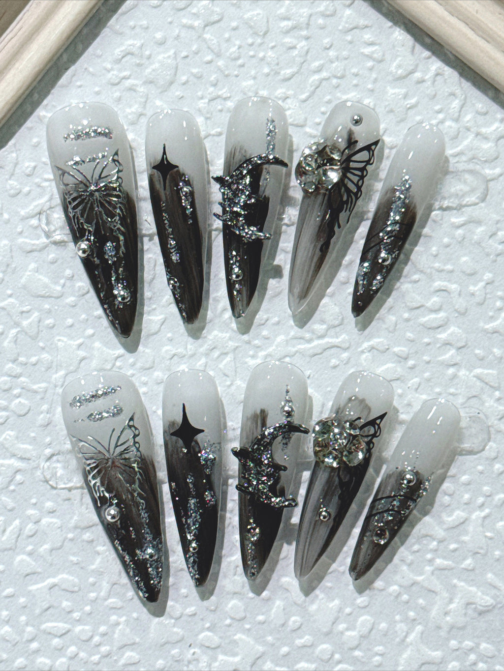 Cyberpunk Metal Butterfly Dark Press On Nails