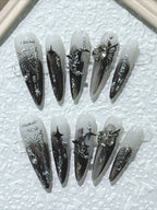 Cyberpunk Metal Butterfly Dark Press On Nails