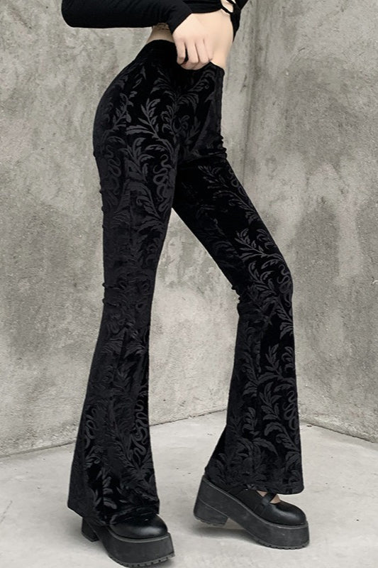 Floral Jacquard Velvet Flare Pants Secondary image