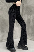 Floral Jacquard Velvet Flare Pants