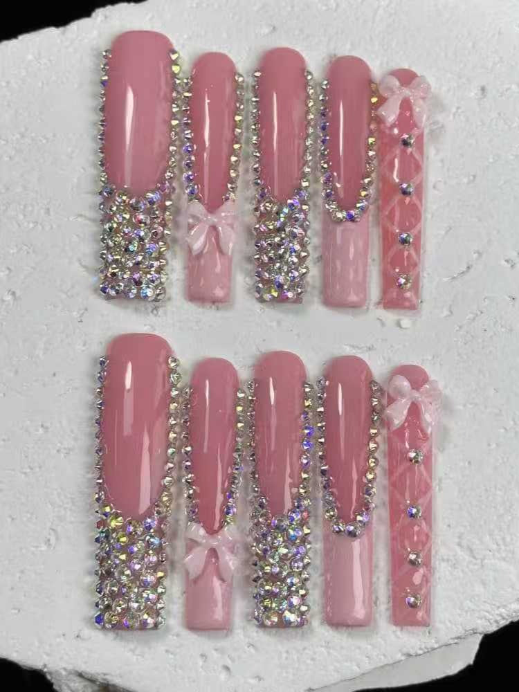 Super Long Sparkly Diamond Press On Nails Secondary image