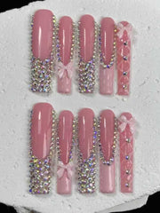 Super Long Sparkly Diamond Press On Nails