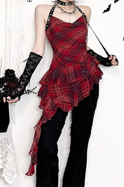 Y2K E-girl Punk PU Patchwork Tank Top Main image