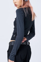 Abstract Skull Stripe T-Shirt