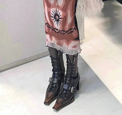 Retro Motorcycle Chunky Heel Punk Gothic Boot