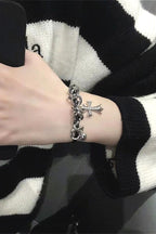 Gothic Dark Cross Twisted Chain Bracelet