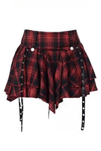 Plaid Strap Asymmetric Mini Skirts