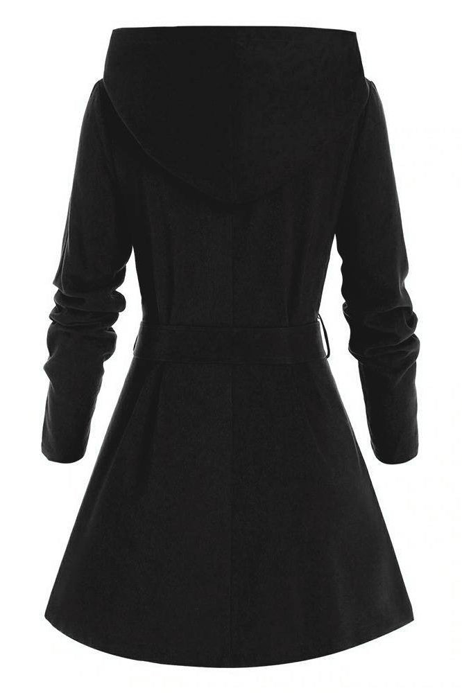 Grommet Belted Hooded Zip Coat Secondary image