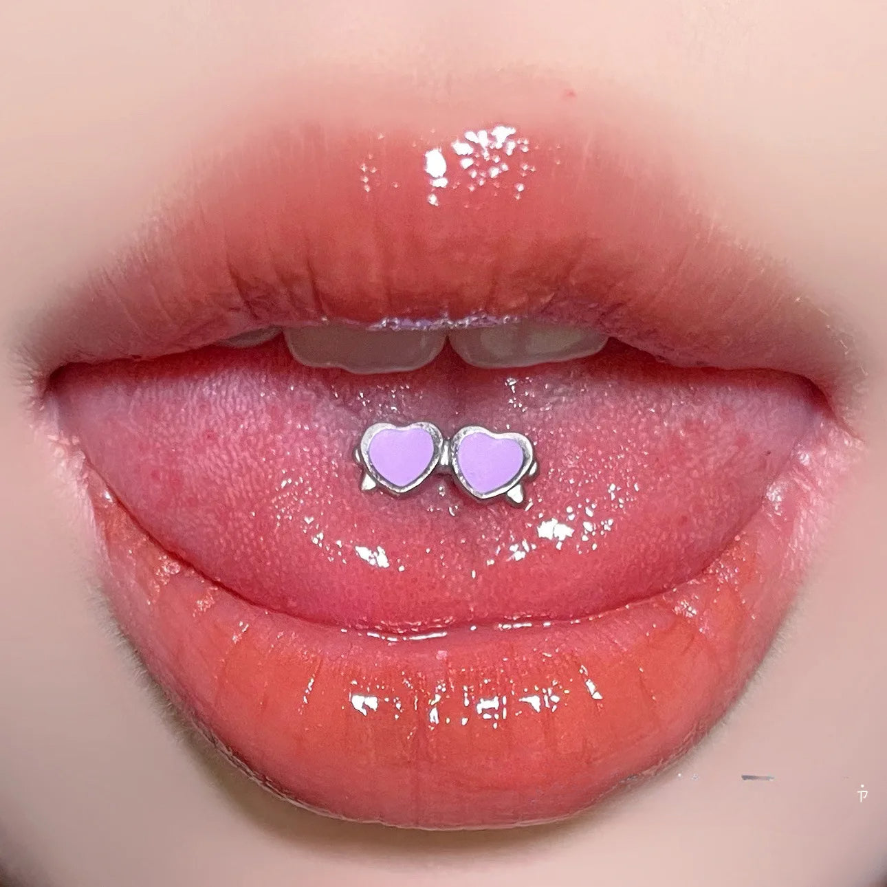 Titanium Steel External Thread Love Tongue Ring