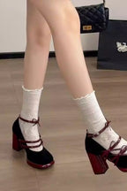 Bow Strap Contrast Heel Shoes