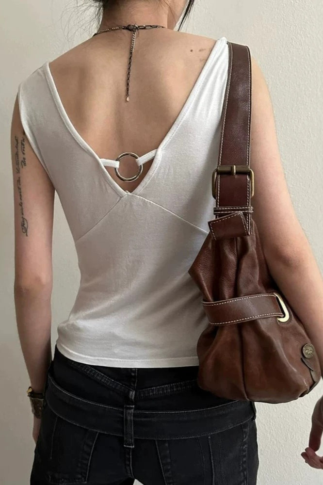 Cross Detail Draped Layered Tank Top