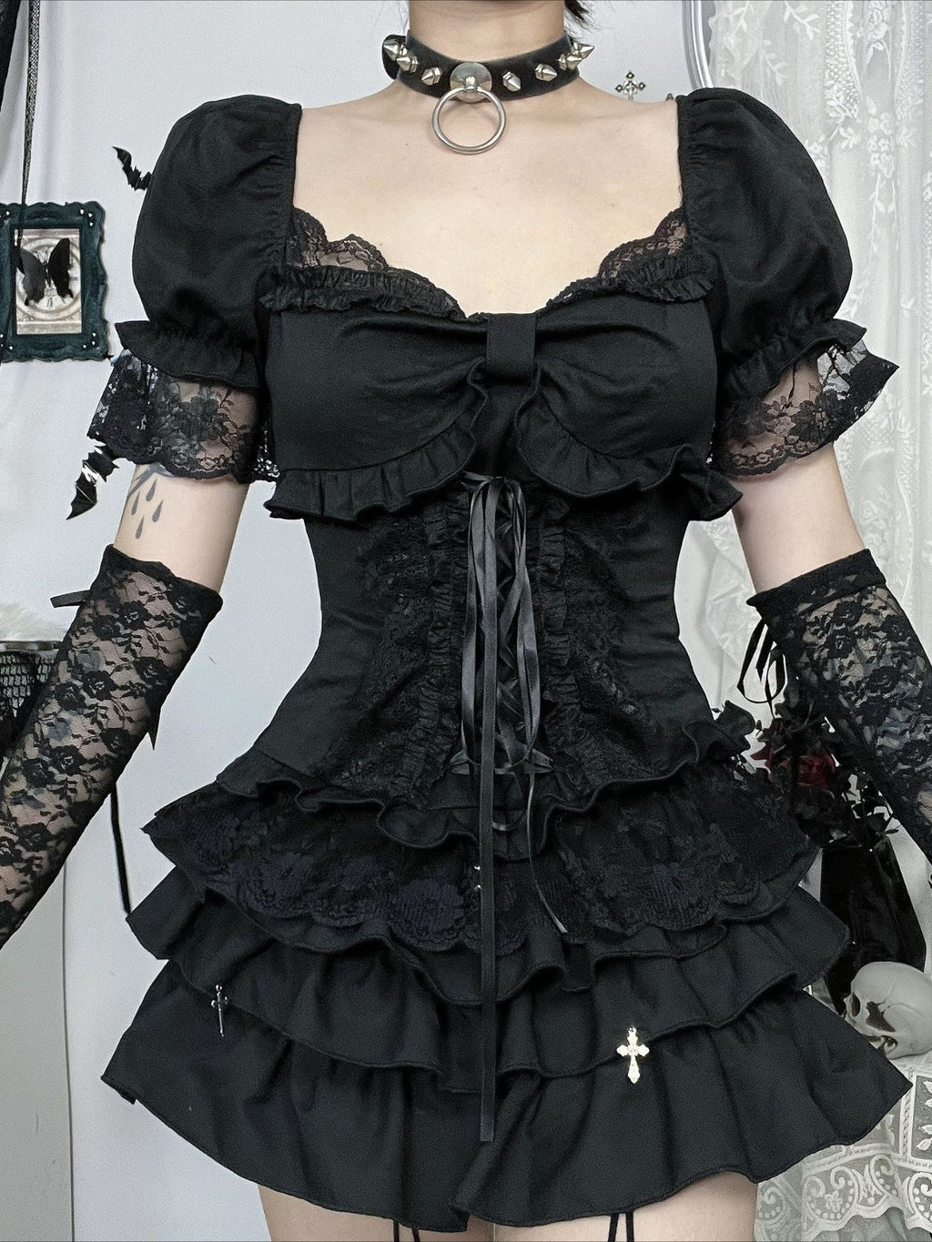 Gothic Subculture Lace-Up T-Shirt